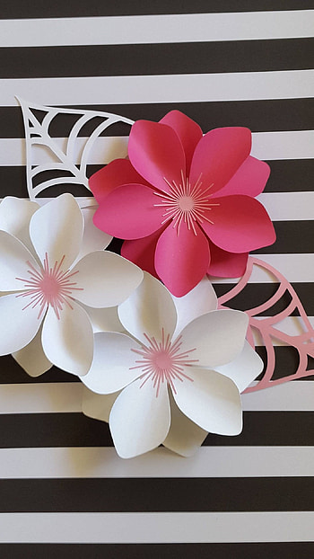 Paper Flowers, Red White HD phone wallpaper