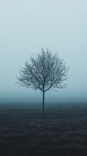 Solitary Tree in Fog - Perfect for Serenity, tree, fog HD phone wallpaper