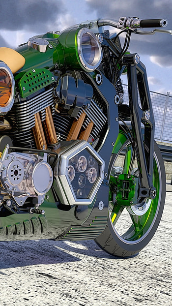 3d Bike, Green Color, motorbike HD phone wallpaper