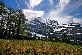 Nature, Grass, Sky, Mountains, Vertex, Tops HD wallpaper