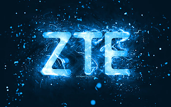 ZTE blue logo, , blue neon lights, creative, blue abstract background, ZTE logo, brands, ZTE HD wallpaper