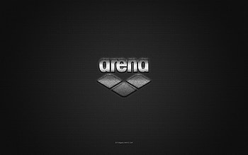 Arena logo, silver shiny logo, Arena metal emblem, gray carbon fiber texture, Arena, brands, creative art, Arena emblem HD wallpaper