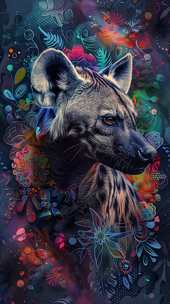 Hyena Artistic Floral, hyena HD phone wallpaper