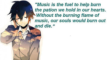 Music, sky, anime, boy HD wallpaper
