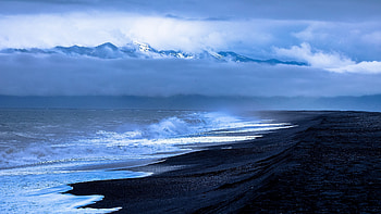Black Shores, shore, black shore, nature, beaches, waves HD wallpaper
