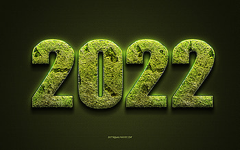 2022 New Year, green carbon texture, Happy New Year 2022, green grass art, 2022 grass background, 2022 concepts HD wallpaper