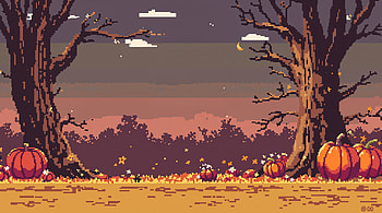 Autumn Dreams: Ultra of a Pixel Art Pumpkin Landscape, pixel art, pumpkin, Autumn, fall, landscape HD wallpaper