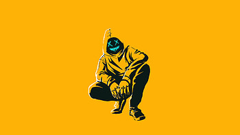 Anonmyus Boy Yellow Minimal , anonymus, mask, artist, artwork, digital-art HD wallpaper