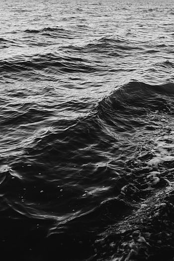 Grayscale of ocean waves showcasing dynamic motion and texture. HD phone wallpaper