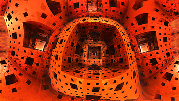 3d Fractal Art, 3D, red, square, cube, Abstract, fractal HD wallpaper