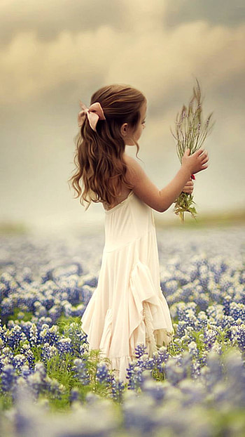 Little Girl in Flower Field, spring, field, flower, graphy, child HD phone wallpaper