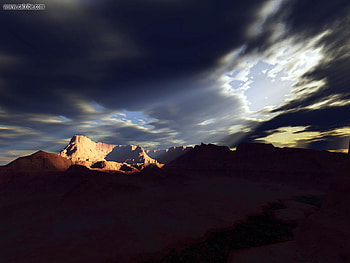 Moon Dog, rays, sky, mountains, sunset HD wallpaper