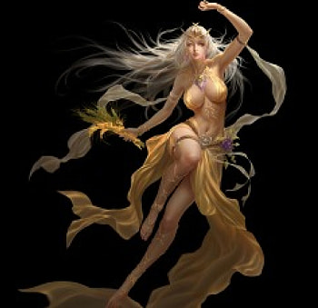 Amora, grapes, top, angel, long hair, dress, lady, abstract, fantasy girl, female, skirt, sweet, art, beautiful, woman, fantasy, pretty, yellow, white hair, lovely HD wallpaper