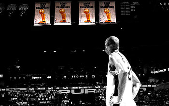 Tim Duncan Spurs Championship Banners HD wallpaper