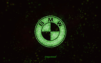 BMW glitter logo, , black background, BMW logo, green glitter art, BMW, creative art, BMW green glitter logo HD wallpaper