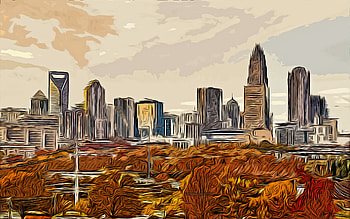 Charlotte, North Carolina, , vector art, Charlotte drawing, creative art, Charlotte art, vector drawing, abstract cityscapes, Charlotte Skyline, USA HD wallpaper