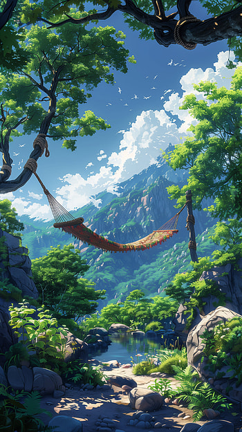 Relaxing Hammock in Tranquil Forest HD phone wallpaper