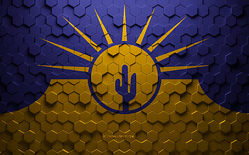 Flag of Mesa, Arizona, honeycomb art, Mesa hexagons flag, Mesa, 3d hexagons art, Mesa flag HD wallpaper