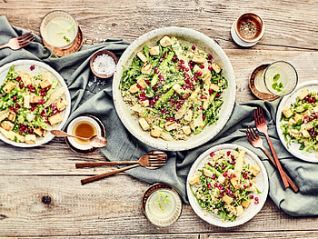 Asparagus tofu salad, Quinoa HD wallpaper