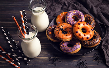 Halloween donuts , Festive treat, Spooky delight, backdrop HD wallpaper