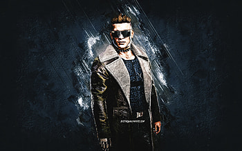 Jack Mausser, Cyberpunk 2077, blue stone background, Cyberpunk 2077 Characters, Jack Mausser Cyberpunk, Jack Mausser character HD wallpaper