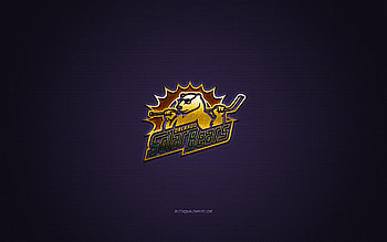 Orlando Solar Bears, American hockey club, ECHL, gray logo, blue carbon fiber background, East Coast Hockey League, hockey, Florida, USA, Orlando Solar Bears logo HD wallpaper