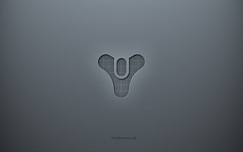 Destiny logo, gray creative background, Destiny emblem, gray paper texture, Destiny, gray background, Destiny 3d logo HD wallpaper