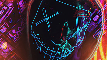 Face Mask Closeup , mask, neon, graphy, anonymus HD wallpaper