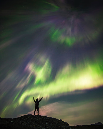 Dark, Silhouette, Seclusion, Privacy, Loneliness, Aurora Borealis, Northern Lights, Aurora HD phone wallpaper