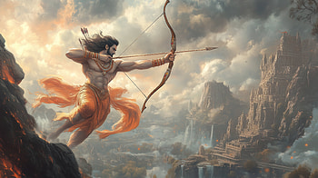 Lord Ram : Divine Hindu God of the Sun in Epic Fantasy Scene, Fantasy character HD wallpaper