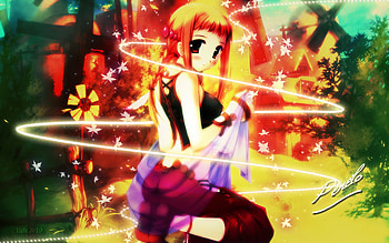 -Penelo-, colorful, orange hair, cute, red hair, long hair, shining, abstract, magical, bright, shine, female, sexy, magic, neon light, color, red eye, hot, girl, multicolor, anime girl, neon, anime, fantasy, light, red head HD wallpaper