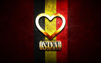 I Love Ostend, belgian cities, golden inscription, Day of Ostend, Belgium, golden heart, Ostend with flag, Ostend, Cities of Belgium, favorite cities, Love Ostend HD wallpaper