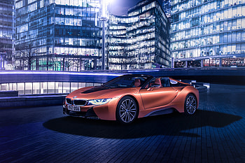 Sports car, convertible, BMW i8, orange HD wallpaper