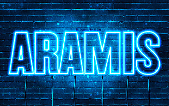 Happy Birtay Aramis, , blue neon lights, Aramis name, creative, Aramis Happy Birtay, Aramis Birtay, popular french male names, with Aramis name, Aramis HD wallpaper