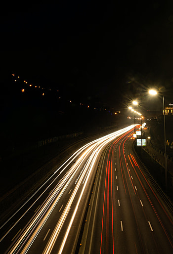 Dark, Road, Long Exposure, Neon, Glow HD phone wallpaper