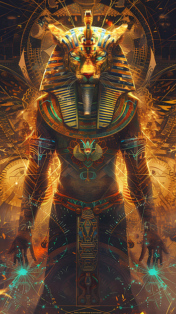 The egyptian lion pharaoh, Pharaoh, lion, Egypt, fantasy HD phone wallpaper