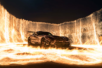 Sports car, car on fire HD wallpaper