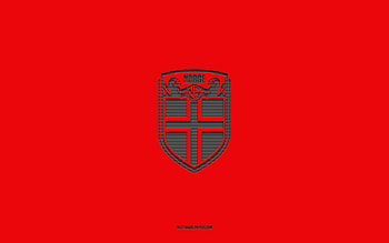 Norway national football team, red background, football team, emblem, UEFA, Norway, football, Norway national football team logo, Europe HD wallpaper