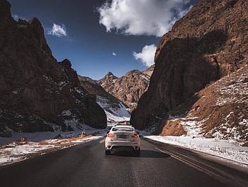 Cars, Rocks, Road, Car, Back View, Rear View HD wallpaper
