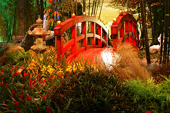 Oriental Bridge, bridge, garden, chinese new year, red HD wallpaper