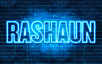 Rashaun, , with names, Rashaun name, blue neon lights, Happy Birtay Rashaun, popular arabic male names, with Rashaun name HD wallpaper