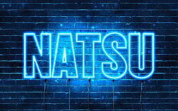 Happy Birtay Natsu, , blue neon lights, Natsu name, creative, Natsu Happy Birtay, Natsu Birtay, popular japanese male names, with Natsu name, Natsu HD wallpaper