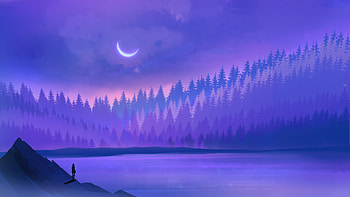 Harmony In The Night Sky, alone, moon, night, sky, artist, artwork, digital-art, deviantart HD wallpaper