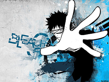 Bleach Ichigo, ichigo, bleach 5, black shirt, blue painting, black hair, teen anime, shonnen jump, bleach, anime, anime boy black hair, anime boy, male, handsome HD wallpaper
