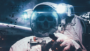 No Life In Space, skull, artist, artwork, digital-art, artstation HD wallpaper