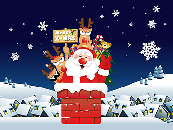 Merry Christmas, colorful, digital, snow, christmas, cute, funny, raindeer, santa HD wallpaper