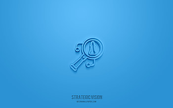 Strategic vision 3d icon, blue background, 3d symbols, Strategic vision, business icons, 3d icons, Strategic vision sign, business 3d icons HD wallpaper