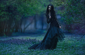 Model In Amazing Black Dress, black, girls, dress, model HD wallpaper