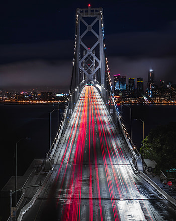 Cities, Road, Night City, Bridge, Backlight, Illumination HD phone wallpaper
