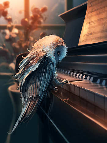 Music, Art, Owl, Piano, Notes HD phone wallpaper